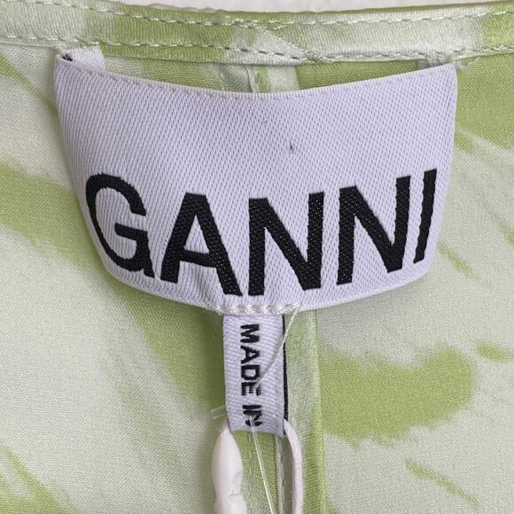 NWT GANNI Zebra Stripe Ruched Silk Blouse in Margarita - Picture 10 of 16